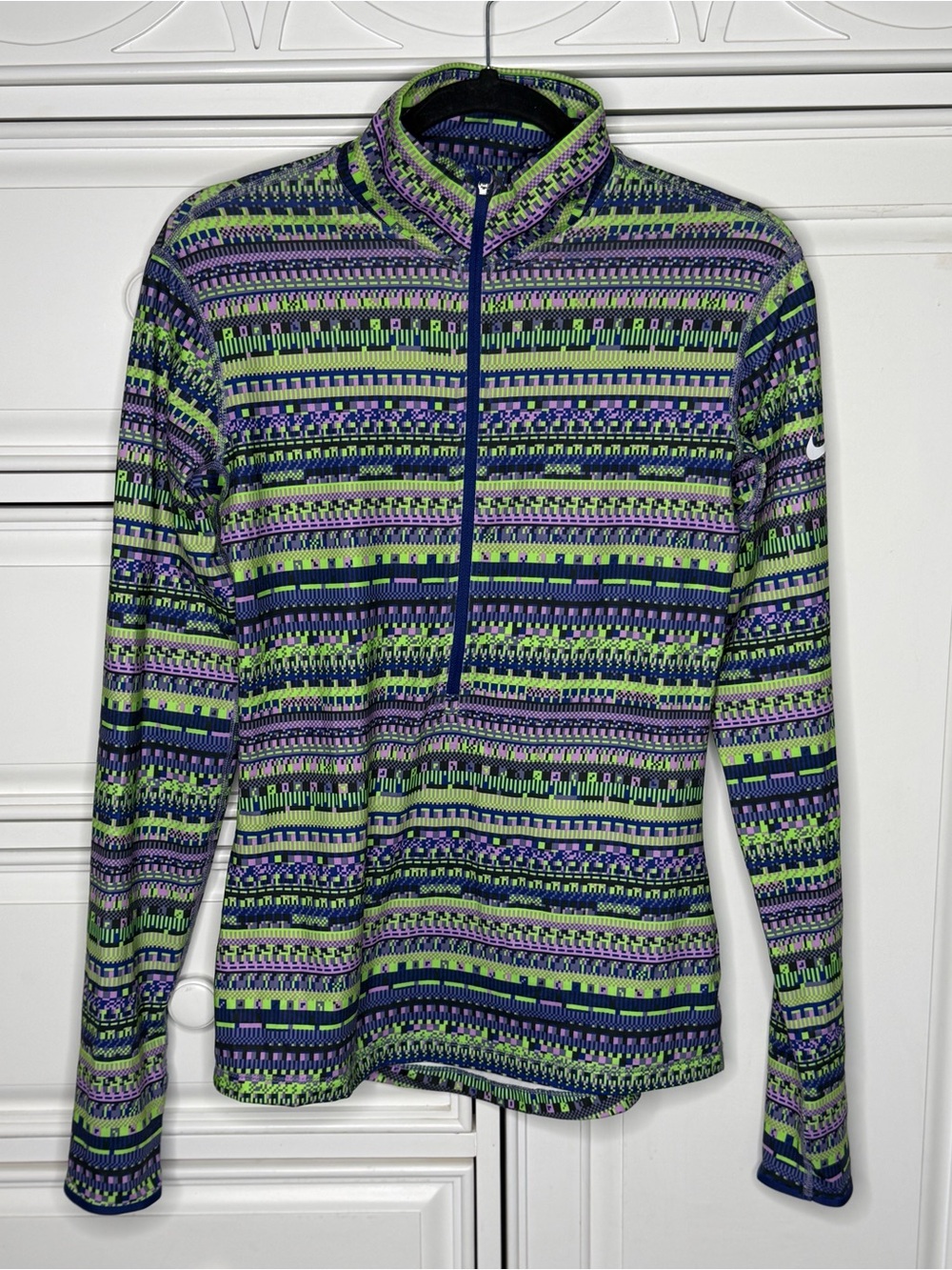 Nike Long Sleeve Half-Zip Top in Green, Navy, Purple